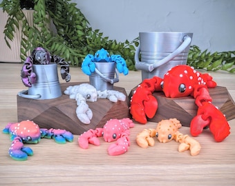 Lobster Fidget Toy, Lobster w/ Can Articulating Fidgets, Nautical Desk Toy, Ocean Animal Flexis, Cute Lobster Stim Toy, Gift for Him