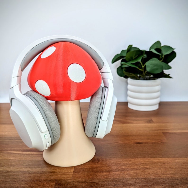 Mushroom Headphone Stand Kawaii Gamer Girl Headset Holder Cute Gaming Accessories Twitch Streaming image 4