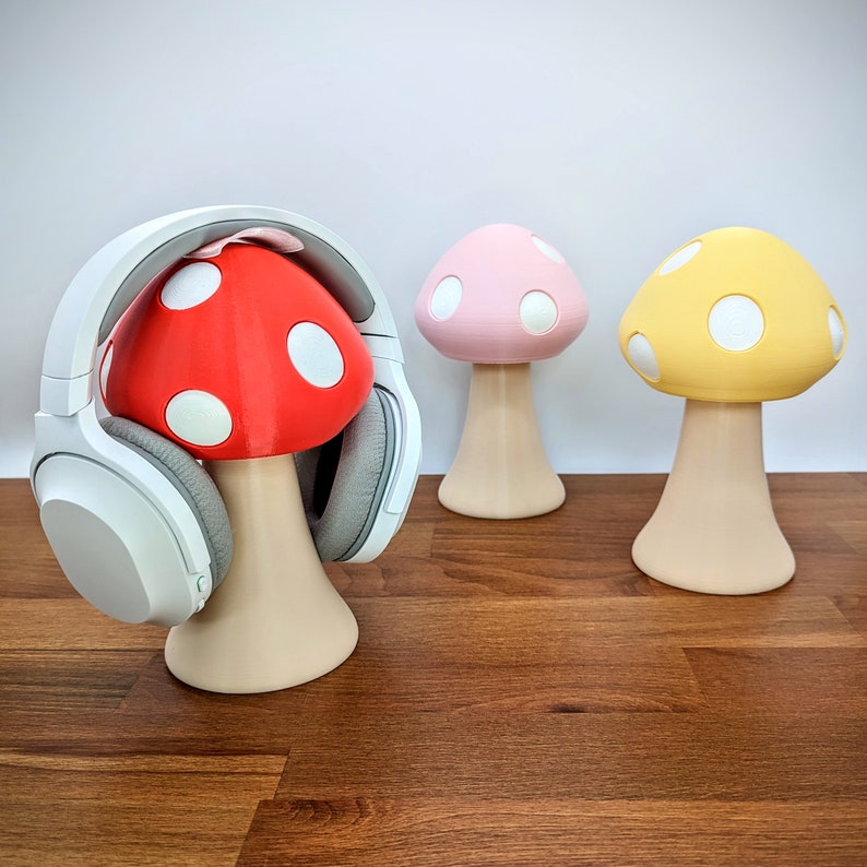 Mushroom Headphone Stand Kawaii Gamer Girl Headset Holder Cute Gaming Accessories Twitch Streaming image 9
