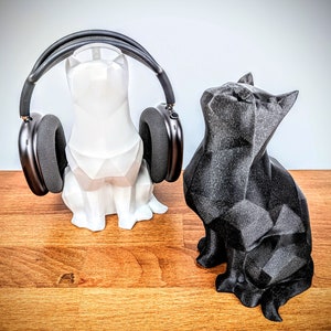Cute Cat Headphone Stand Cat Headset Holder Kawaii Desk Decor Cat Sculpture image 9