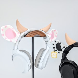Cow Ears for Headphones, Headset Horns,  Gamer Headphone Attachments - Cow Horns - Cute Gamer Gifts - Anime Steamer, Desk Accessories