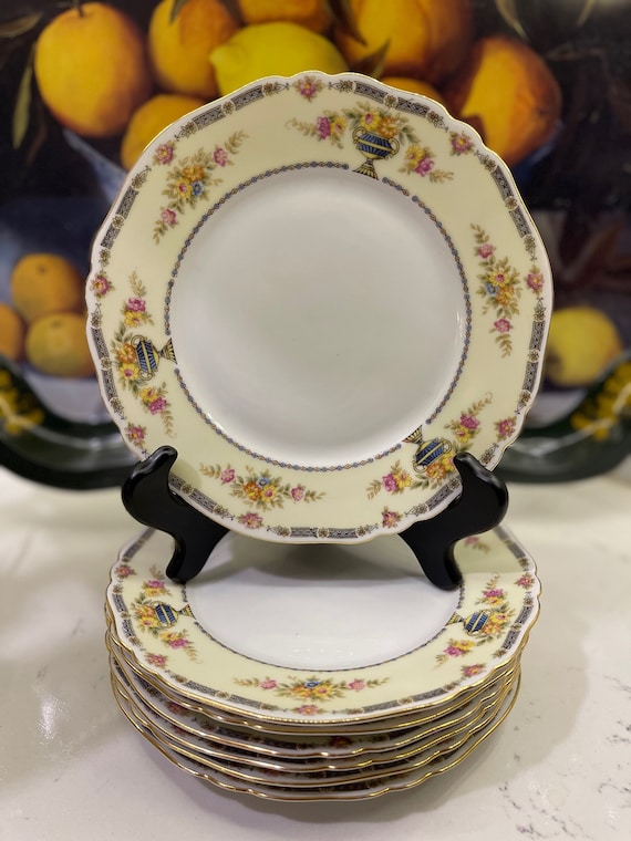 Vintage Floral Dessert Plates, Set of 7