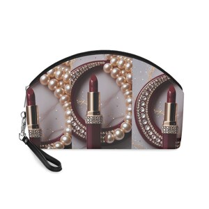 Chic Makeup Bag with Lipstick Design - Cosmetic Pouch, Travel Makeup Organizer, Gift for Her, Beauty Accessory
