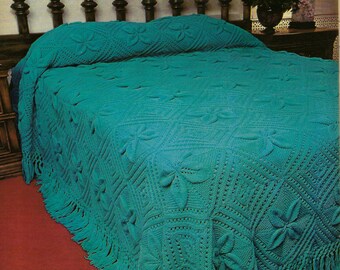 Copriletto Lily Pond modello afgano lavorato a maglia vintage PDF