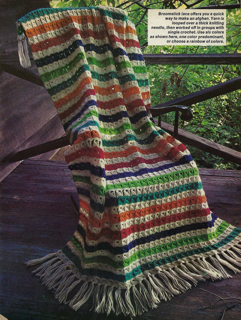 Broomstick Lace Afghan Vintage Pattern PDF Etsy Canada