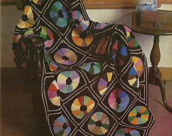 Modello PDF all'uncinetto vintage afgano con ruota dei colori