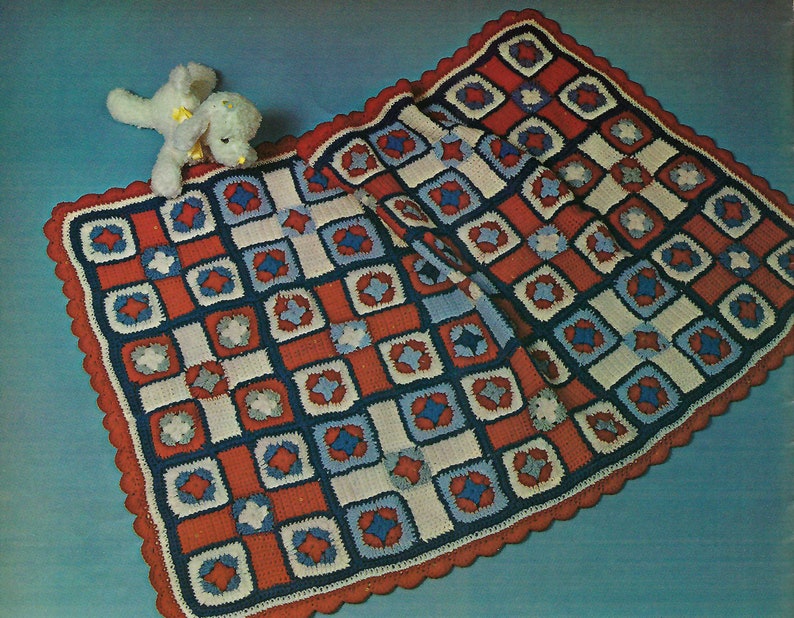 Baby Afghan Blanket vintage pattern PDF from the 70s