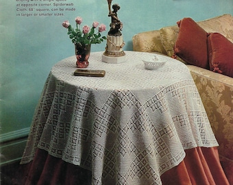 Filet Spiderweb Panno Vintage Crochet Pattern PDF