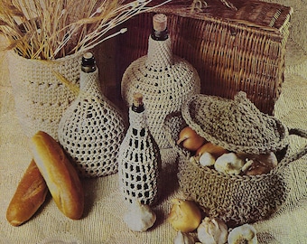 Cestino all'uncinetto, copribottiglie, contenitore per verdure Modello PDF