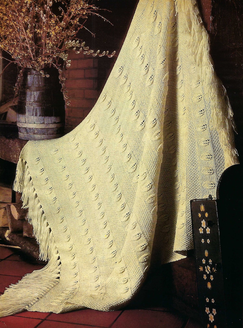 Leaf Afghan Vintage Knit Pattern PDF Etsy