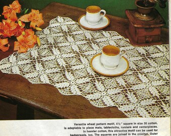 Runner con motivo a grano, modello vintage all'uncinetto PDF