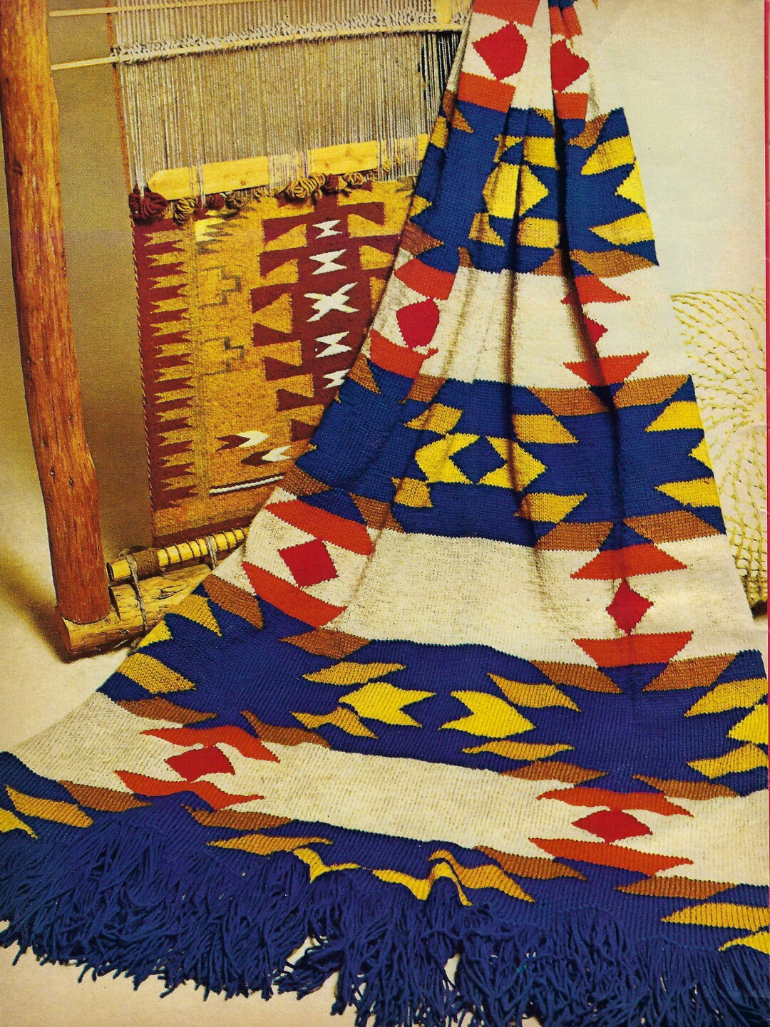 Navajo Afghan Vintage Knit Pattern PDF Etsy