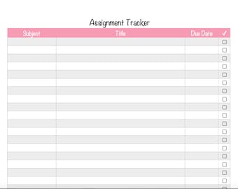Rastreador de tareas rosa / Rastreador de tareas para estudiantes de secundaria y universitarios / Imprimible / Planificador