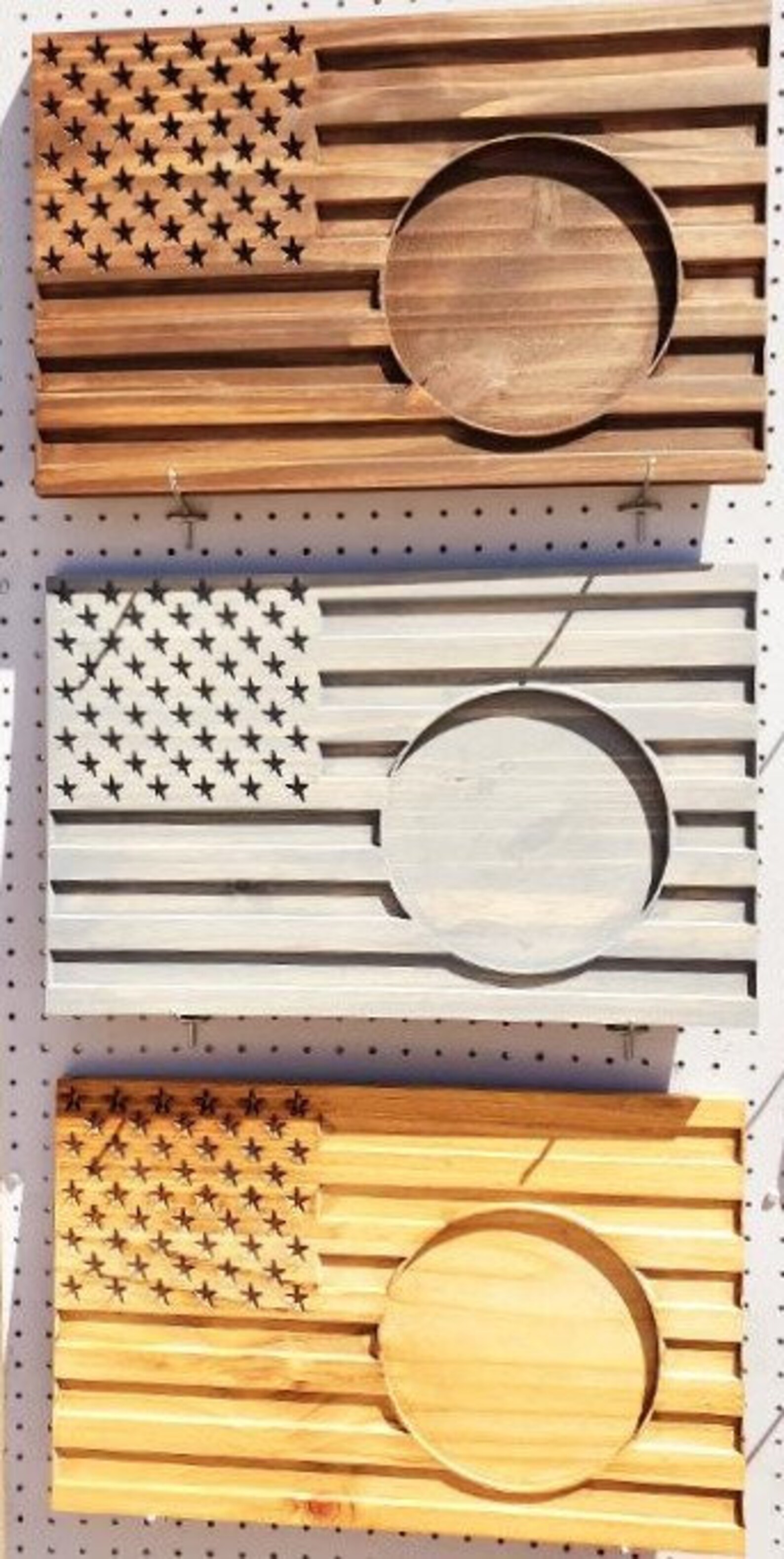 Carved Pine Flag With 8 Round Inlay Your Choice of Etsy