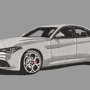 Car embroidery designs Alfa Romeo Giulia, realistic embroidery machine files.