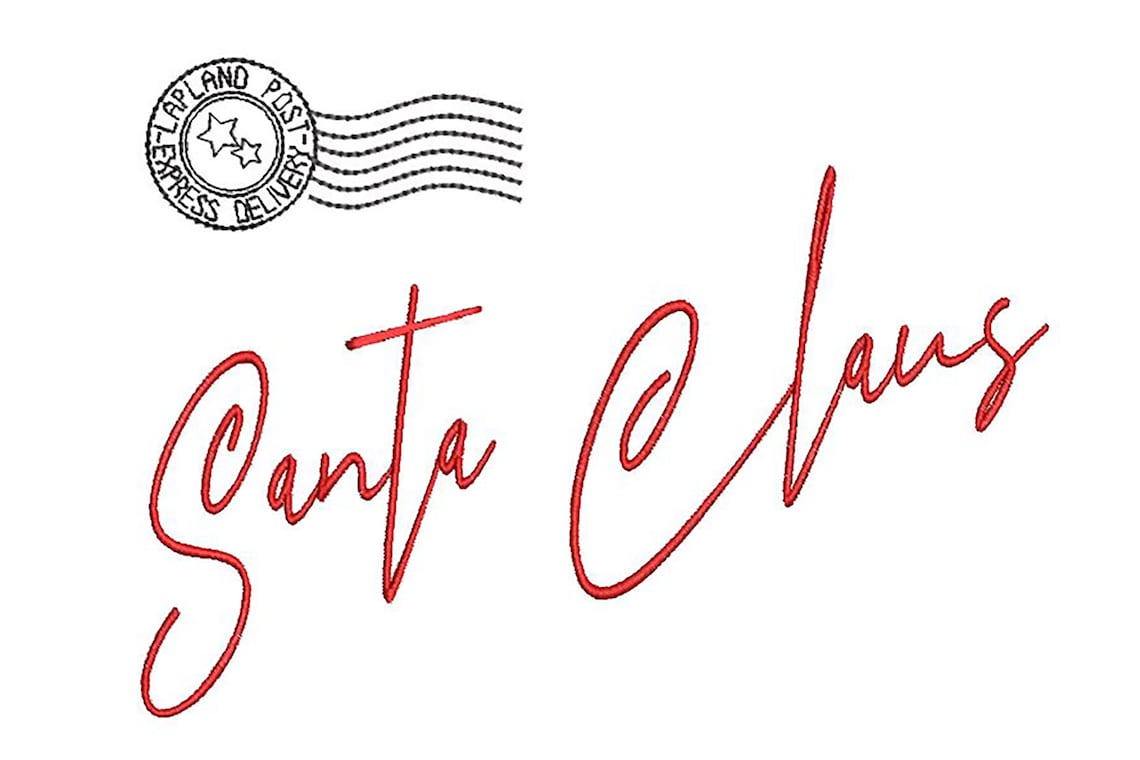 Bordado de Papá Noel firma de Santa Claus y sello. Patrón de Etsy