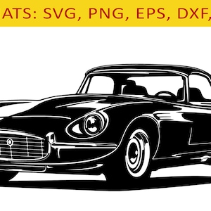 Fichiers SVG de coupe Jaguar E, téléchargement immédiat de clipart, fichier imprimable haute résolution par sublimation, art mural imprimable