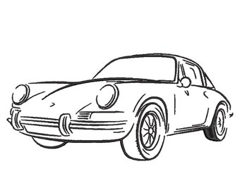 Car embroidery 911 Targa 1972 minimalistic design Embroidery files 2 sizes: 5&quot;x7&quot; and 4&quot;x4&quot; hoops