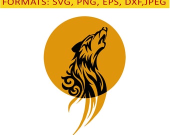 Instant download, print today!Wolf Silhouette SVG: Printable Clipart, Sublimation Design (Digital Download)