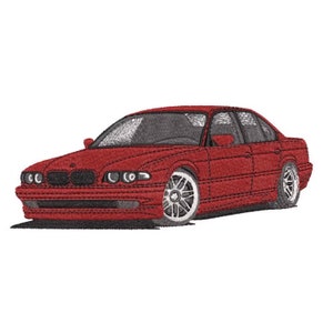 E38 7 series car embroidery file, realistic embroidery design various colors