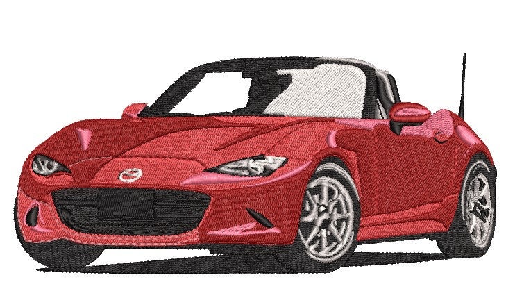 Car mx5 red convertible, embroidery file