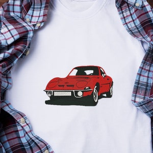 Embroidery designs car Opel GT 1970, embroidery machine files stickdatei.