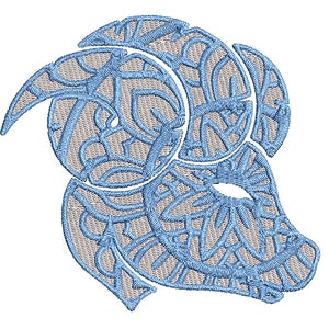 Stickdateien Sternzeichen Widder im Mandala-Stil