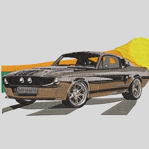 Car embroidery design.S.GT. 500 cool oldschool American muscle car Embroidery design