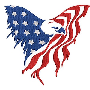Desenhos de bordado Bandeira americana e águia Desenho de bordado, 3 tamanhos stickdateien
