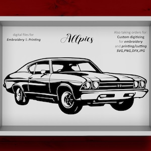 Chevrolet Chevelle 1969 cutting SVG files, clipart instant download, PNG sublimation high resolution printable file 6 formats