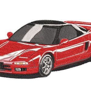 May include: A red sports car with a black roof and white stripes. The car has a spoiler and large wheels.
