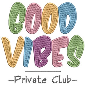 Embroidery designs good vibes fancy text embroidery files 3 sizes stickdatei himzésminta.