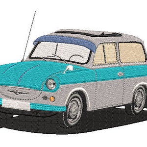East German Vintage Wagon Embroidery Design, Retro Communist Era Car Machine Embroidery File, DST PES JEF 4 Sizes