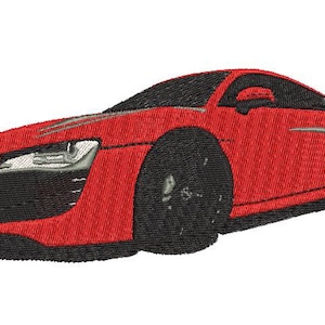 Embroidery machine file Car embroidery file, Audi r8 2010, realistic design. 2 sizes