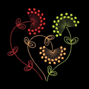 Embroidery design dandelions minimal embroidery machine files, 3 sizes, 2 variations stickdatei himzesmintak