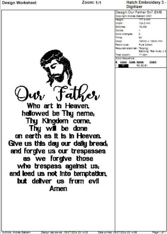 Embroidery Machine Files Our Father Prayer Instant Download. - Etsy