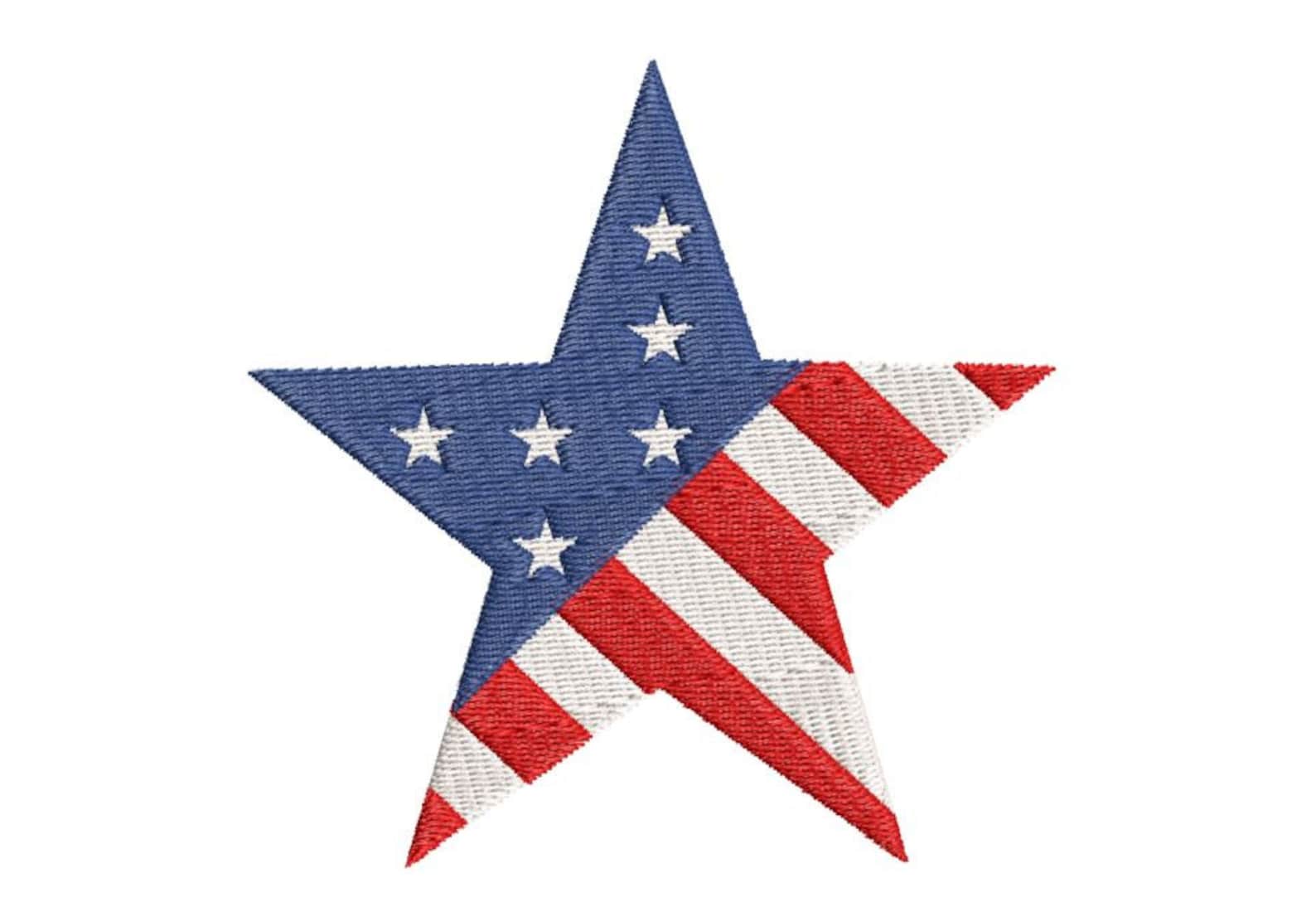 Embroidery file American flag star shape embroidery design. | Etsy