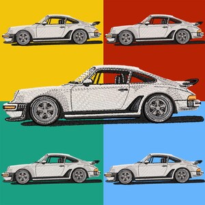 Retro turbo car embroidery file, realistic embroidery design