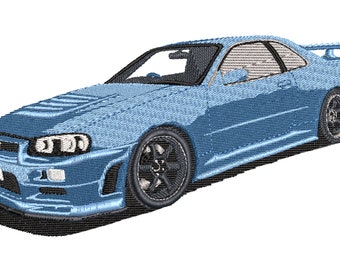 Stickdateien Skyline R34 GT-R realistisches Stickmuster