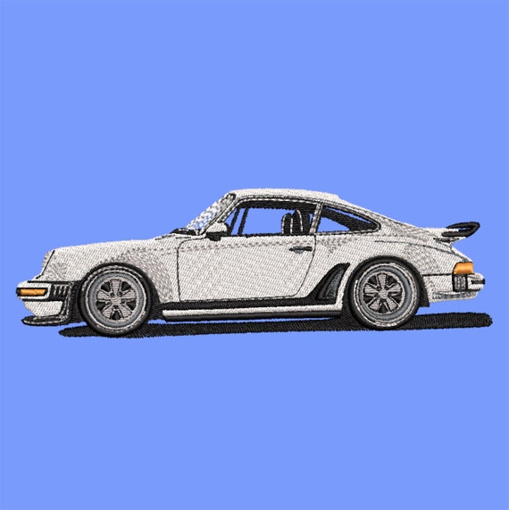 Retro turbo car embroidery file, realistic embroidery design