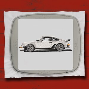 Retro turbo car embroidery file, realistic embroidery design