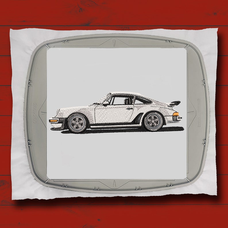 Retro turbo car embroidery file, realistic embroidery design