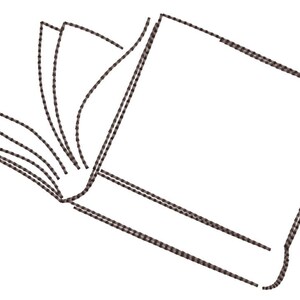 Broderidesign med öppen bok | Minimalistisk linjekonst maskin-emb-filer | 3 storlekar Pes Dst Jef Hus | Direktnedladdning