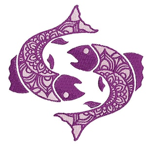Embroidery designs Zodiac Pisces Mandala Style stickdateien