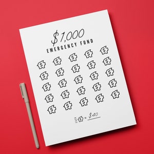 Noodfonds | PRINTBARE | 1k Spaar Tracker | Besparing kleurplaat | DIGITALE DOWNLOAD