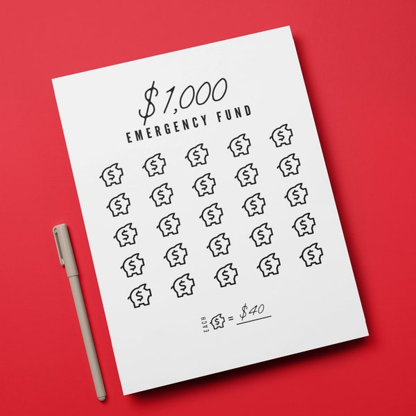 Notfallkasse | DRUCKBARE | 1k Spar tracker | Sparmalbogen | DIGITALER DOWNLOAD