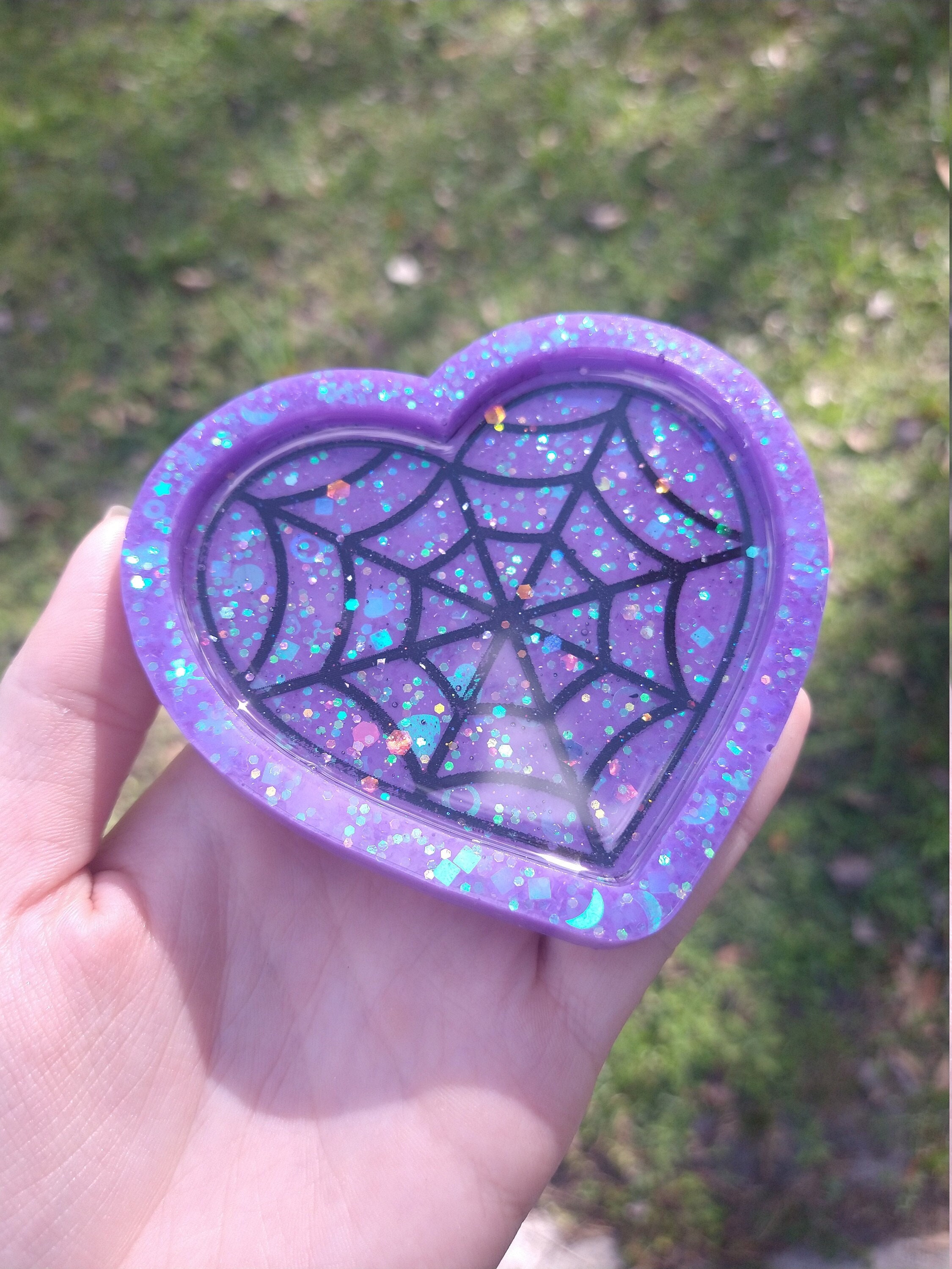 Jewelry Storage Ring Dishes 3.75 INCHES Spider Pastel Goth Heart