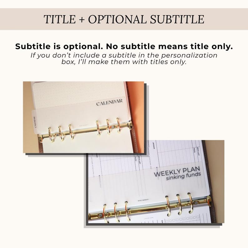 Custom Personal Vellum Binder Bookmarks Matte Laminated Personalized Label Divider A5 A7 Pocket Cash Envelope Planner Tabs Minimalist image 4