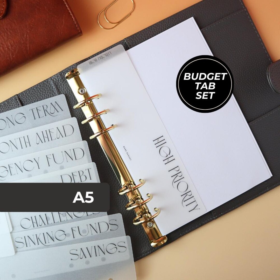 A5 Budget Binder Tabs Vellum Planner Dividers Cash Stuffing Categories ...