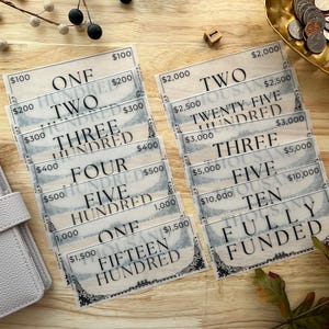 Art Nouveau Cash Placeholder Prop Notes Personal Size Laminated Vellum Budget Binder Inserts